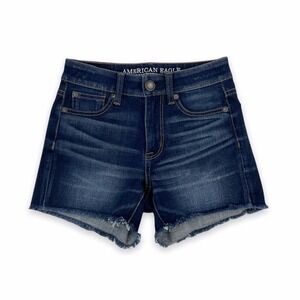American Eagle Shorts Womens 00 (W24) Blue Cut Off Shortie Denim